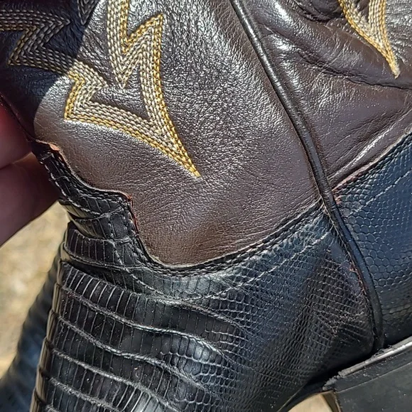 JUSTIN‎ Lizard Leather Western Sz 5 C Womens Brown Black Womens Boots 9470 - Picture 10 of 10